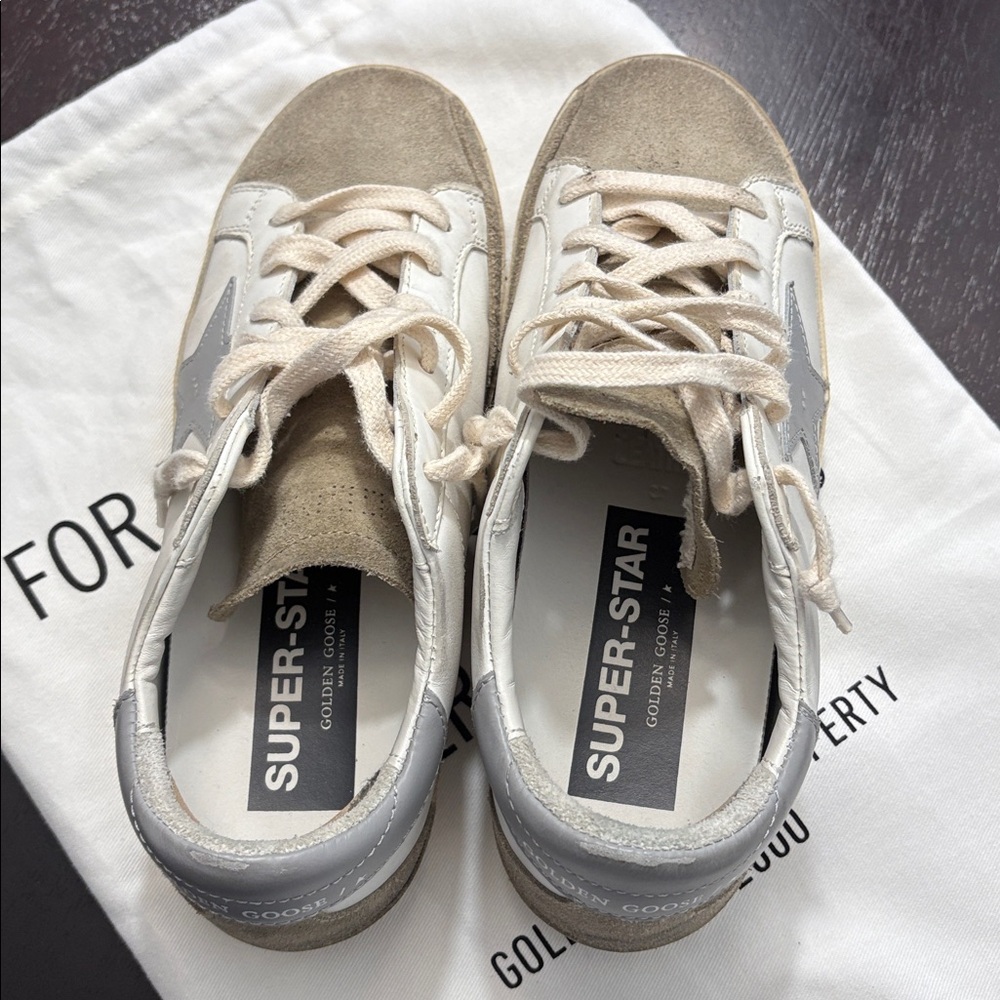 Golden Goose Cream and Gray Star Sneakers - Picture 2 of 5